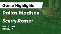 Dallas Madison  vs Scurry-Rosser  Game Highlights - Dec. 8, 2017