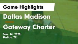 Dallas Madison  vs Gateway Charter Game Highlights - Jan. 14, 2020