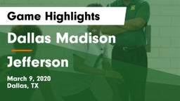 Dallas Madison  vs Jefferson  Game Highlights - March 9, 2020