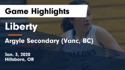 Liberty  vs Argyle Secondary (Vanc, BC) Game Highlights - Jan. 3, 2020