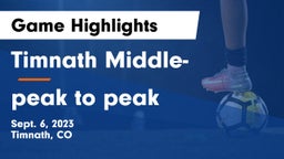 Timnath Middle- vs peak to peak Game Highlights - Sept. 6, 2023