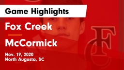Fox Creek  vs McCormick  Game Highlights - Nov. 19, 2020