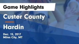 Custer County  vs Hardin  Game Highlights - Dec. 15, 2017