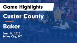 Custer County  vs Baker Game Highlights - Jan. 14, 2020