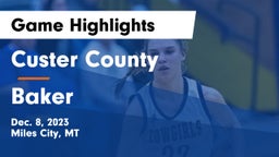 Custer County  vs Baker  Game Highlights - Dec. 8, 2023