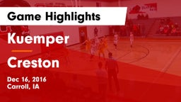 Kuemper  vs Creston  Game Highlights - Dec 16, 2016