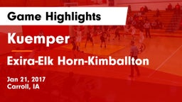 Kuemper  vs Exira-Elk Horn-Kimballton Game Highlights - Jan 21, 2017