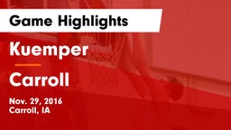 Kuemper  vs Carroll  Game Highlights - Nov. 29, 2016