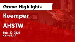 Kuemper  vs AHSTW  Game Highlights - Feb. 20, 2020