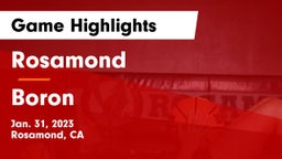 Rosamond  vs Boron  Game Highlights - Jan. 31, 2023