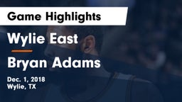 Wylie East  vs Bryan Adams Game Highlights - Dec. 1, 2018