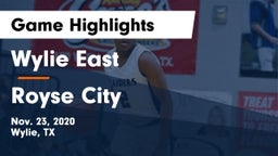 Wylie East  vs Royse City  Game Highlights - Nov. 23, 2020