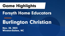 Forsyth Home Educators vs Burlington Christian Game Highlights - Nov. 28, 2023