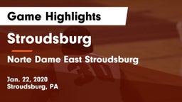 Stroudsburg  vs Norte Dame East Stroudsburg Game Highlights - Jan. 22, 2020