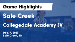 Sale Creek  vs Collegedale Academy JV Game Highlights - Dec. 7, 2023