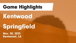 Kentwood  vs Springfield  Game Highlights - Nov. 30, 2023