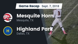Recap: Mesquite Horn  vs. Highland Park  2018