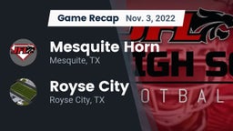 Recap: Mesquite Horn  vs. Royse City  2022