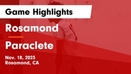 Rosamond  vs Paraclete  Game Highlights - Nov. 18, 2023