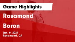 Rosamond  vs Boron  Game Highlights - Jan. 9, 2024