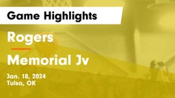 Rogers  vs Memorial Jv Game Highlights - Jan. 18, 2024