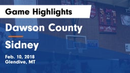 Dawson County  vs Sidney  Game Highlights - Feb. 10, 2018