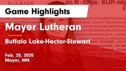Mayer Lutheran  vs Buffalo Lake-Hector-Stewart  Game Highlights - Feb. 20, 2020