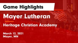Mayer Lutheran  vs Heritage Christian Academy  Game Highlights - March 12, 2021