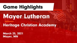 Mayer Lutheran  vs Heritage Christian Academy  Game Highlights - March 25, 2021