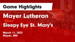 Mayer Lutheran  vs Sleepy Eye St. Mary's  Game Highlights - March 11, 2022