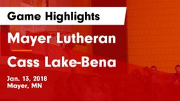 Mayer Lutheran  vs Cass Lake-Bena  Game Highlights - Jan. 13, 2018