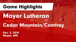Mayer Lutheran  vs Cedar Mountain/Comfrey Game Highlights - Dec. 3, 2018