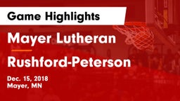Mayer Lutheran  vs Rushford-Peterson  Game Highlights - Dec. 15, 2018