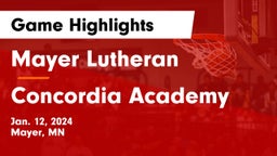 Mayer Lutheran  vs Concordia Academy Game Highlights - Jan. 12, 2024
