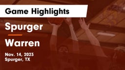Spurger  vs Warren  Game Highlights - Nov. 14, 2023