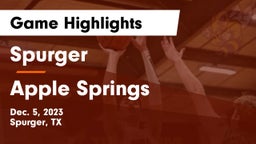 Spurger  vs Apple Springs  Game Highlights - Dec. 5, 2023