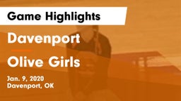 Davenport  vs Olive  Girls Game Highlights - Jan. 9, 2020