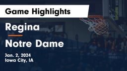 Regina  vs Notre Dame  Game Highlights - Jan. 2, 2024