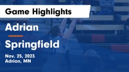 Adrian  vs Springfield  Game Highlights - Nov. 25, 2023
