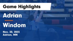 Adrian  vs Windom  Game Highlights - Nov. 30, 2023