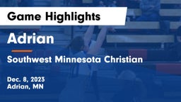 Adrian  vs Southwest Minnesota Christian Game Highlights - Dec. 8, 2023