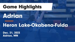 Adrian  vs Heron Lake-Okabena-Fulda Game Highlights - Dec. 21, 2023