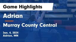 Adrian  vs Murray County Central  Game Highlights - Jan. 4, 2024