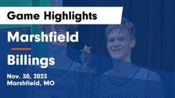 Marshfield  vs Billings  Game Highlights - Nov. 30, 2023