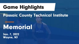 Passaic County Technical Institute vs Memorial  Game Highlights - Jan. 7, 2022