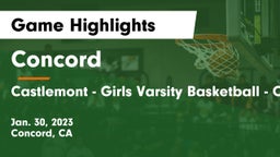 Concord  vs Castlemont  - Girls Varsity Basketball - Oakland, CA Game Highlights - Jan. 30, 2023