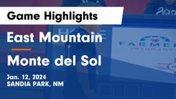 East Mountain  vs Monte del Sol Game Highlights - Jan. 12, 2024