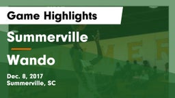 Summerville  vs Wando  Game Highlights - Dec. 8, 2017