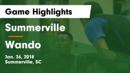 Summerville  vs Wando  Game Highlights - Jan. 26, 2018