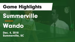 Summerville  vs Wando  Game Highlights - Dec. 4, 2018